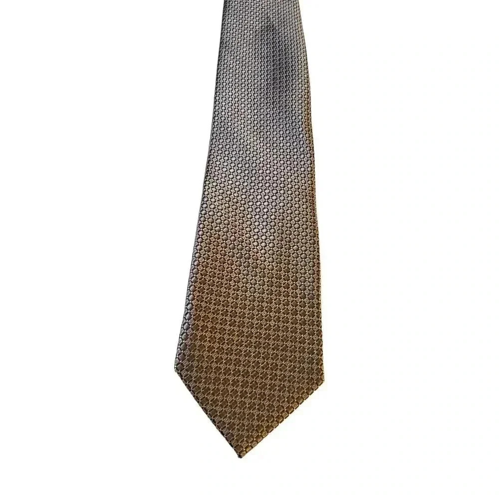 Stafford Mens Brown Silk Tie Woven Geometric Business Casual Wedding Classy